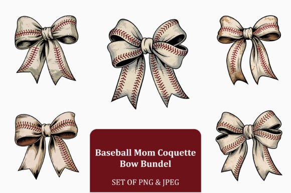 Baseball Mom Coquette Bow Bundle: A Graphics Asset for Crafts and Content Creators