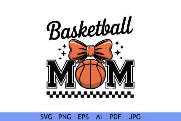 Basketball Mom Bow Checkered Design: A Versatile Craft Graphic for Modern Branding