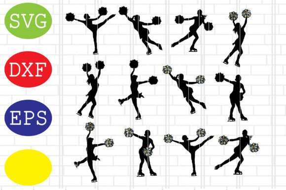 Figure Skating Cheerleaders Svg Graphics for Crafts