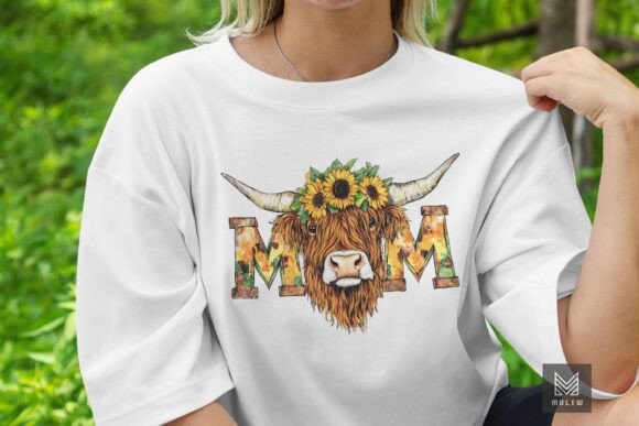 Higland Cow MOM Mother's Day PNG: A Versatile Graphic for Crafts and Branding