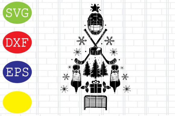 Ice Hockey Christmas Tree SVG for Crafts and Graphics