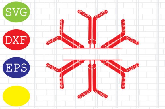 Split Hockey Goalie Sticks Snowflake Graphics for Creative Publishing